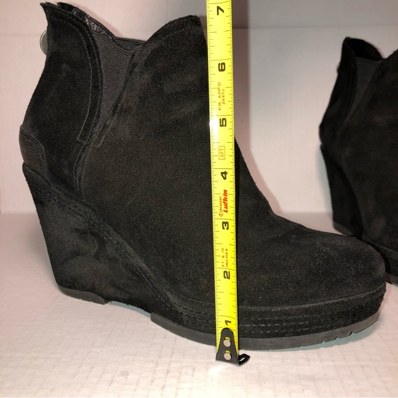 GEOX | Black Suede Wedge Booties | Size 38 US 7.5 - Picture 11 of 12